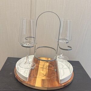 Elegant Wine Glass Holder with White and Brown Accents